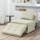 Sofá cama de linho respirável com encosto ajustável, cadeira conversível moderna, sofá-cama multifuncional, dobrável otomano, 4 em 1